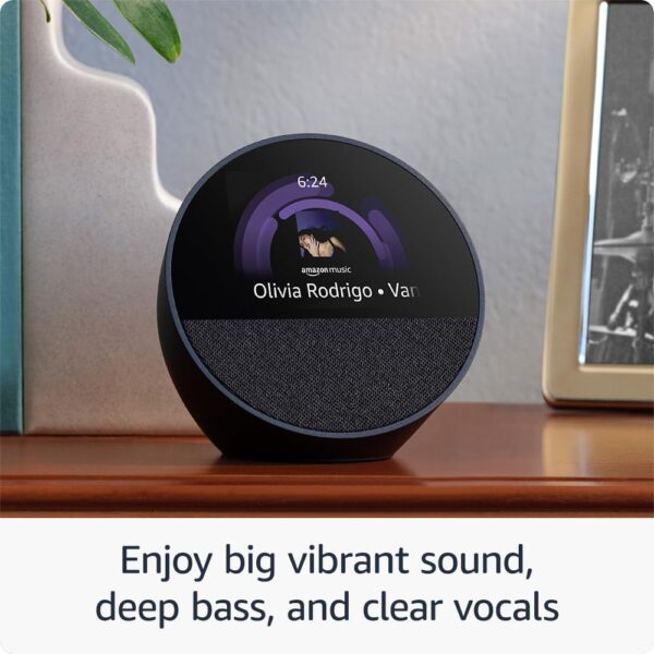 All-new Amazon Echo Spot (newest model), Great for nightstands, offices and kitchens, Smart alarm clock with Alexa, Black