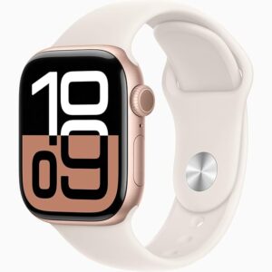 Apple Watch Series 10 [GPS + Cellular, 46mm] - Rose Gold Aluminum Case with Starlight Sport Band, S/M (Renewed)
