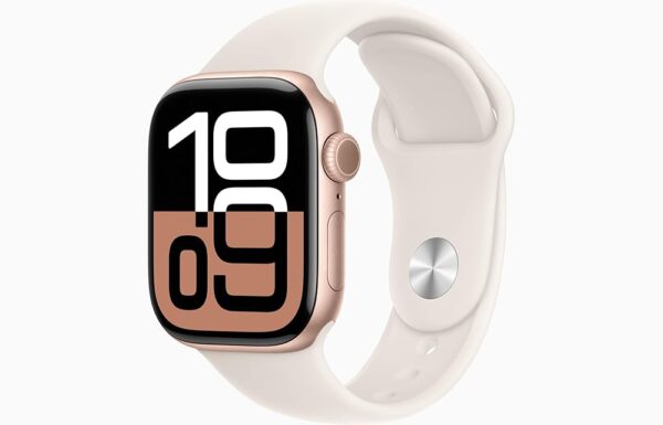 Apple Watch Series 10 [GPS + Cellular, 46mm] - Rose Gold Aluminum Case with Starlight Sport Band, S/M (Renewed)