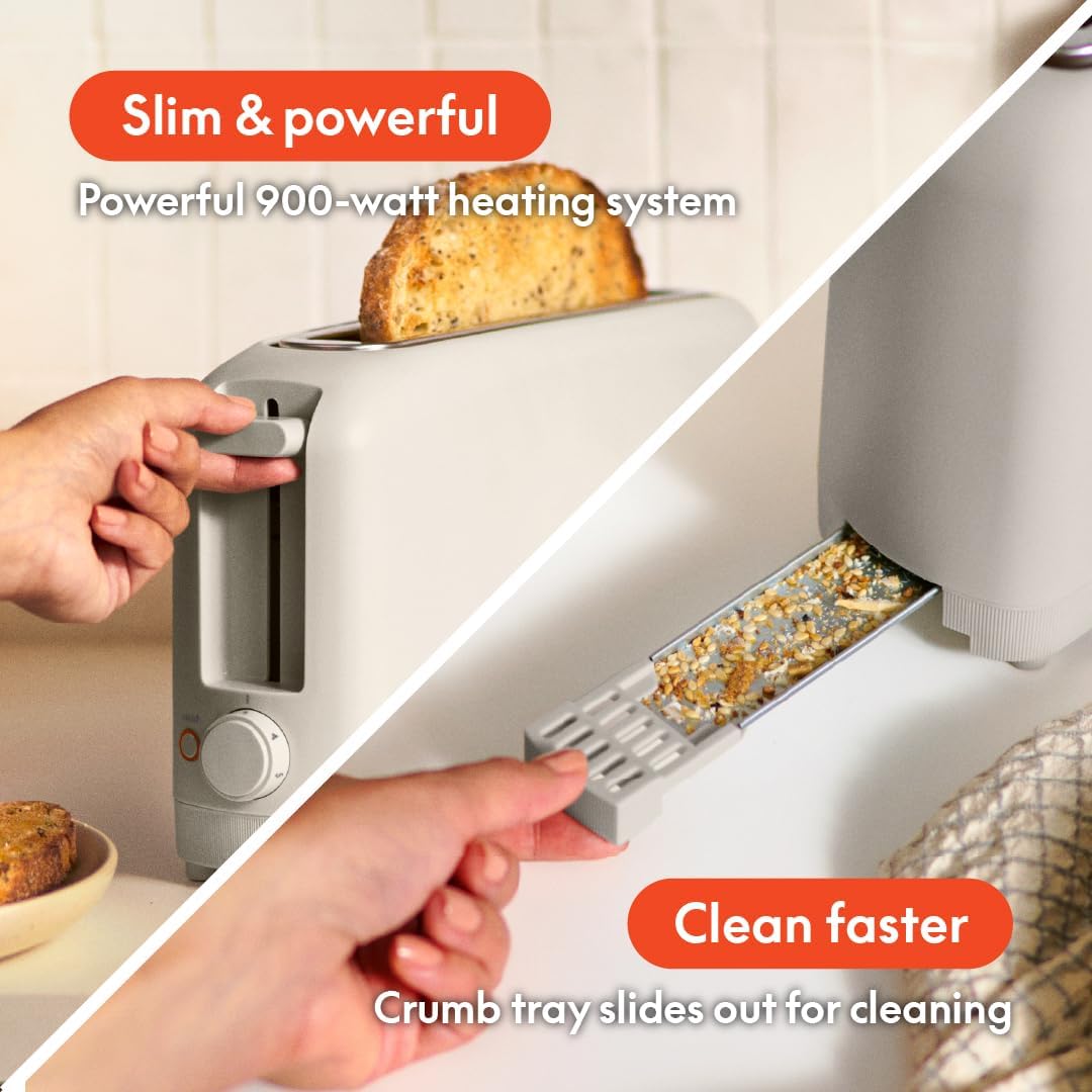 bella 2 Slice Slim Toaster, Fits-anywhere™ Kitchenware, 6 Setting Shade Control with Reheat & Cancel Buttons, Removable Crumb Tray, 10” Long Slot, Anti Jam & Auto Shutoff, 900…