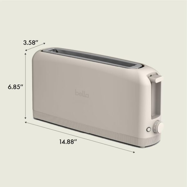 bella 2 Slice Slim Toaster, Fits-anywhere™ Kitchenware, 6 Setting Shade Control with Reheat & Cancel Buttons, Removable Crumb Tray, 10” Long Slot, Anti Jam & Auto Shutoff, 900...