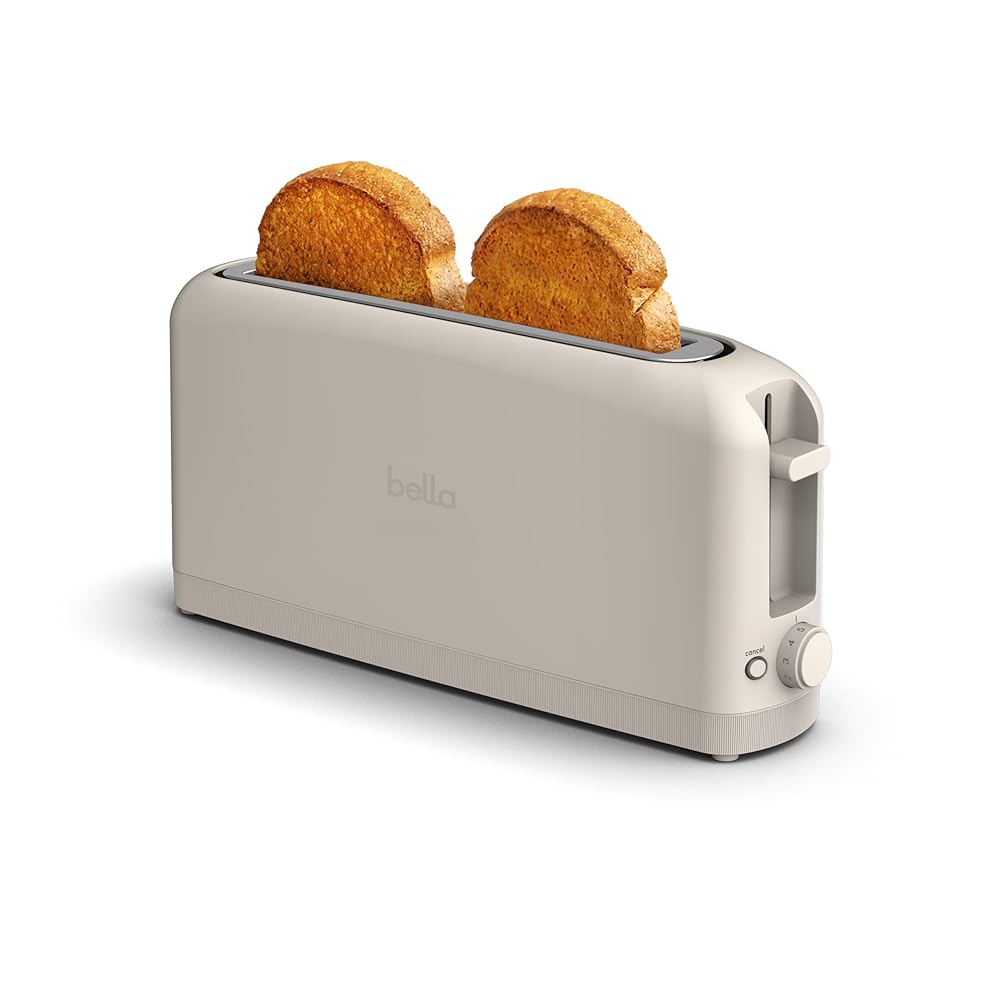 bella 2 Slice Slim Toaster, Fits-anywhere™ Kitchenware, 6 Setting Shade Control with Reheat & Cancel Buttons, Removable Crumb Tray, 10” Long Slot, Anti Jam & Auto Shutoff, 900...
