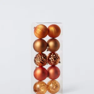 John Lewis Assorted Shatterproof Baubles, Box of 10, Copper