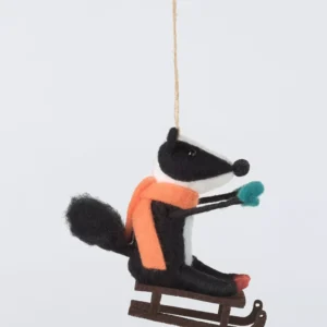 John Lewis Dawn & Dusk Felt Badger on Sleigh Tree Decoration
