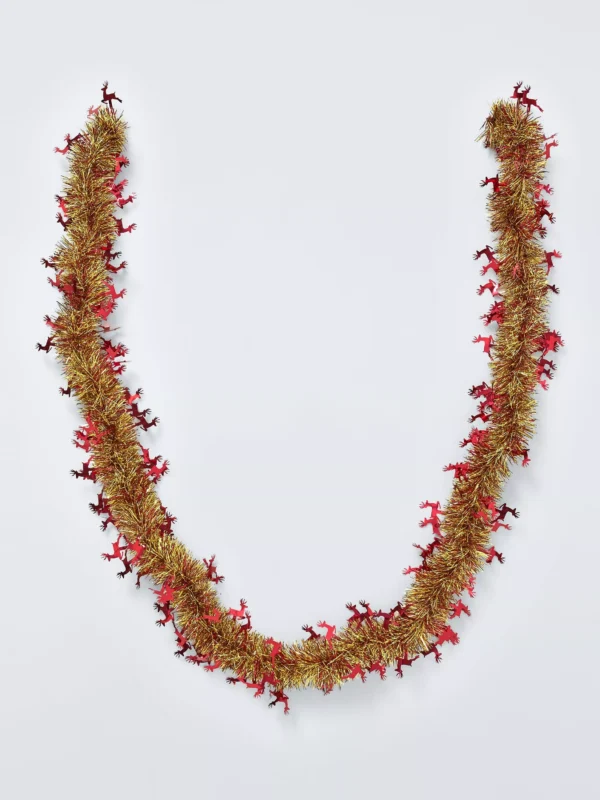 John Lewis Reindeer Tinsel, Gold/Red