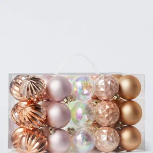 John Lewis Shatterproof Baubles, Box of 30, Pink