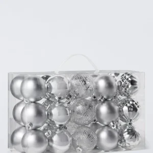 John Lewis Shatterproof Baubles, Box of 30, Silver