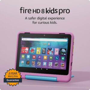 New Amazon Fire HD 8 Kids Pro tablet, ages 6-12. Bright 8" HD screen, includes ad-free content, parental controls, 13-hr battery, slim case for older kids, 32GB, Jungle Cat,...