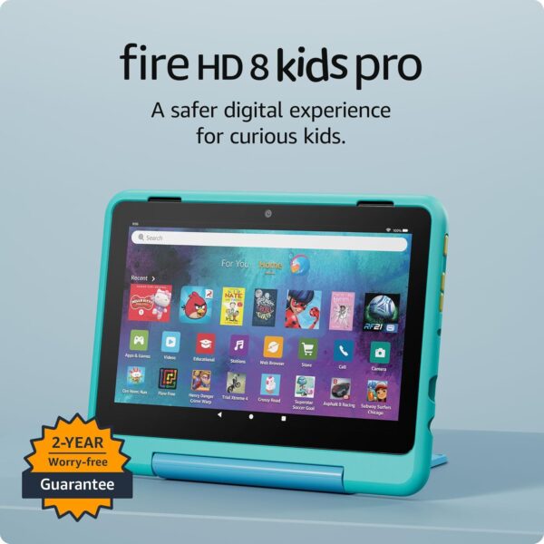 New Amazon Fire HD 8 Kids Pro tablet, ages 6-12. Bright 8" HD screen, includes ad-free content, parental controls, 13-hr battery, slim case for older kids, 32GB, Jungle Cat,...