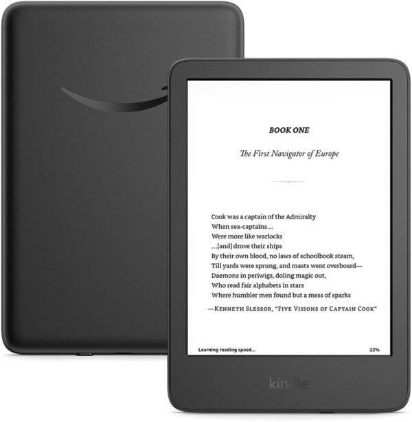 New Amazon Kindle (16 GB) - Lightest and most compact Kindle, with glare-free display, faster page turns, adjustable front light, and long battery life - Black