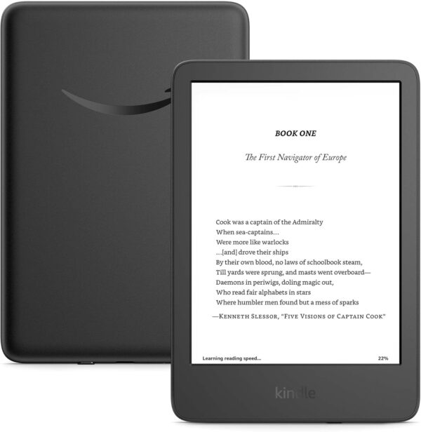 New Amazon Kindle (16 GB) - Lightest and most compact Kindle, with glare-free display, faster page turns, adjustable front light, and long battery life - Black