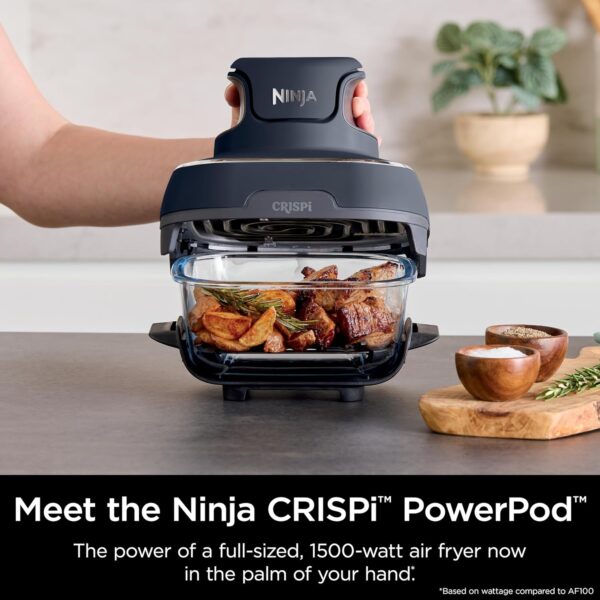 Ninja Crispi Air Fryer, Microwave, Freezer & Dishwasher Safe, Non Toxic Glass Portable Cooking System, 4 QT & 6 Cup Glass Containers with Storage Lids, Easy Meals, Air Fry,...