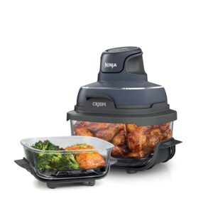 Ninja Crispi Air Fryer, Microwave, Freezer & Dishwasher Safe, Non Toxic Glass Portable Cooking System, 4 QT & 6 Cup Glass Containers with Storage Lids, Easy Meals, Air Fry,...