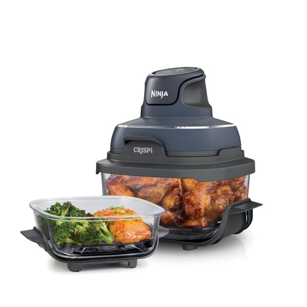Ninja Crispi Air Fryer, Microwave, Freezer & Dishwasher Safe, Non Toxic Glass Portable Cooking System, 4 QT & 6 Cup Glass Containers with Storage Lids, Easy Meals, Air Fry,...